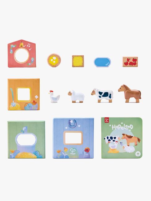 Hape Geschichtenbuch mit Spielset The Happy Stables