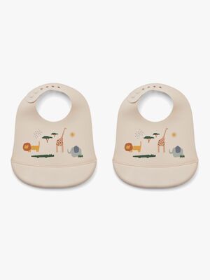 LIEWOOD Tilda Lätzchen mit Print Silikon 2er-Pack, Safari/Sandy