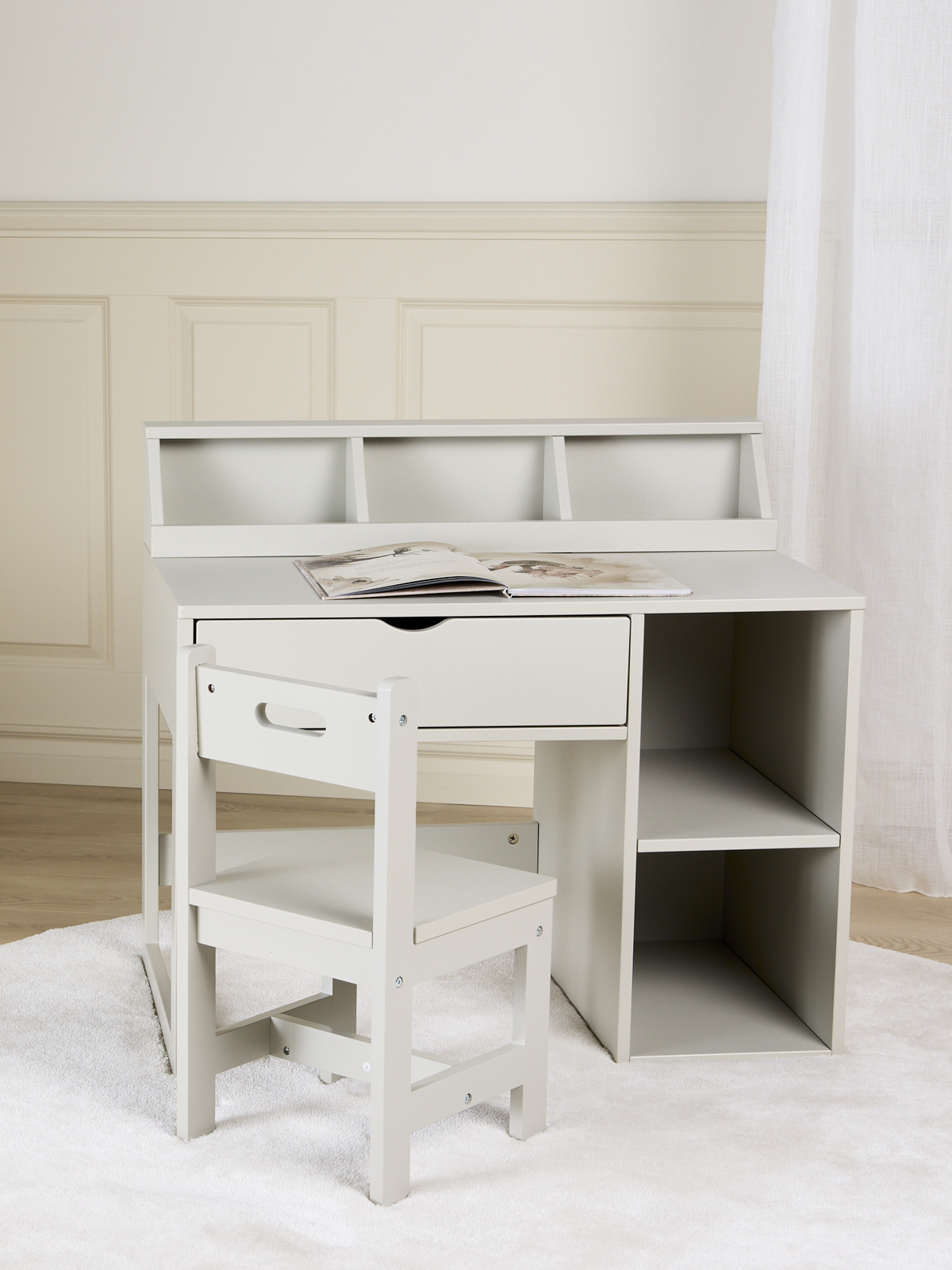 Alice & Fox FAY Schreibtisch mit Stuhl, Light Grey