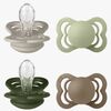 BIBS Supreme Schnuller 4er-Pack Silikon Gr. 1, Sand/Sage/Huntergreen/Dark Oak