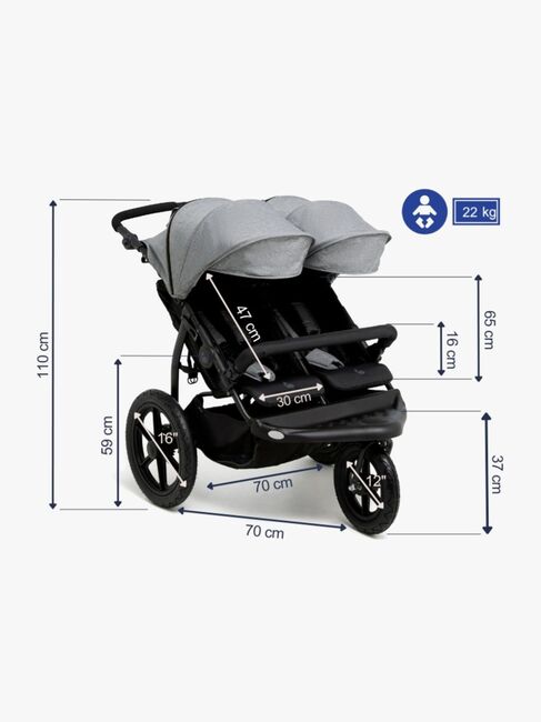 Beemoo Activity Twin Geschwisterwagen, Black/Dark Grey