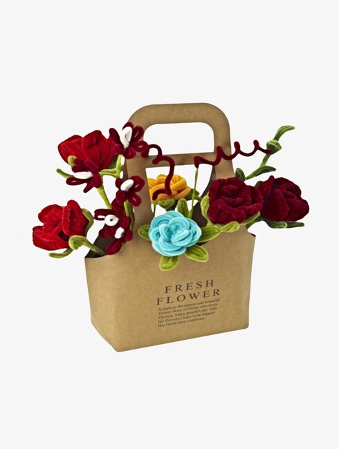 Fippla DIY-Set Blumenstrauß mit Pfeifenreinigern 21 Teile, Rot