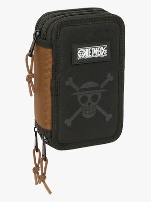 One Piece Gefülltes Dreifach-Federmäppchen 37 Teile, Schwarz