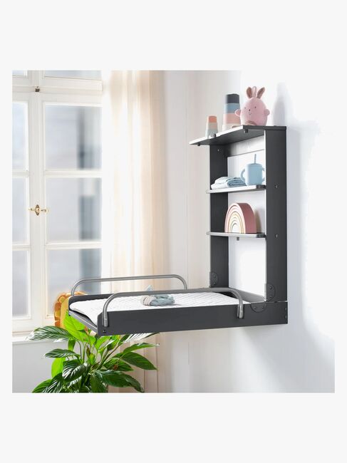 Roba Wandmontierter Wickeltisch & Wickelunterlage, Anthracite Lacquered/Silver Grey