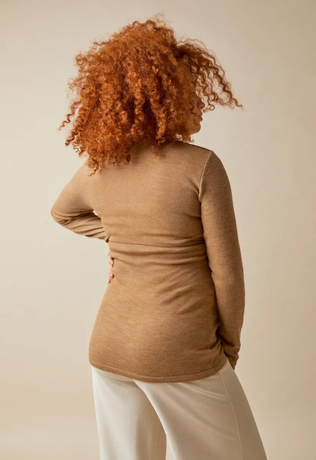 Boob Merinowolle  Gerippt Oberteil, Brown Melange