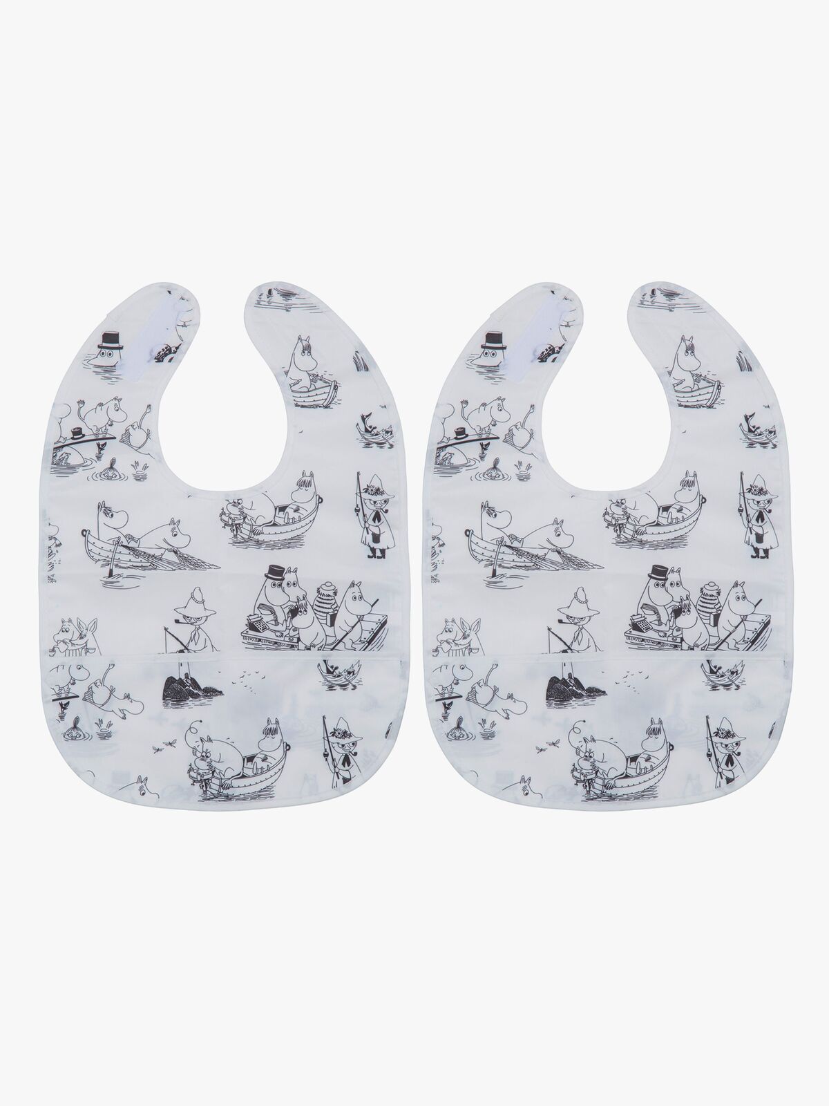 Mumin Lätzchen 2er-Pack, Schwarz/Weiß
