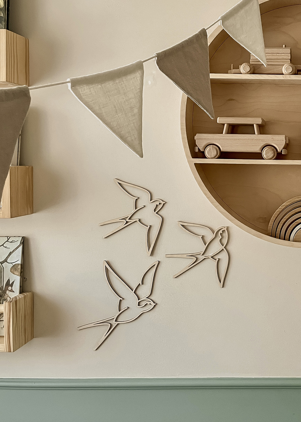 lis wycina Swallows Wanddekoration Holz