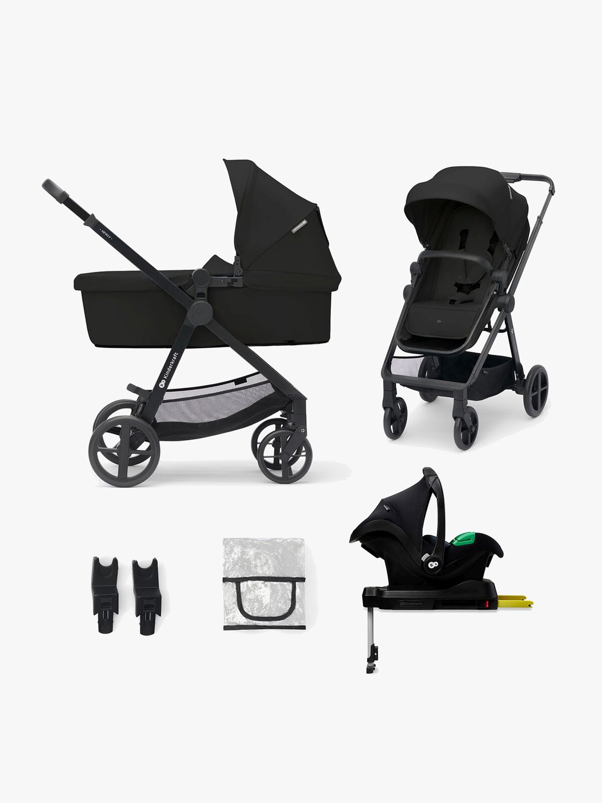 Kinderkraft NEWLY Mink Pro Kombikinderwagen 4-in-1, Classic Black