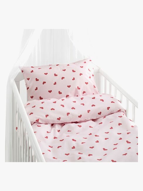 Borganäs Bettwäsche Babybett Hjärtrud 2-teilig 100x130 cm, Rosa