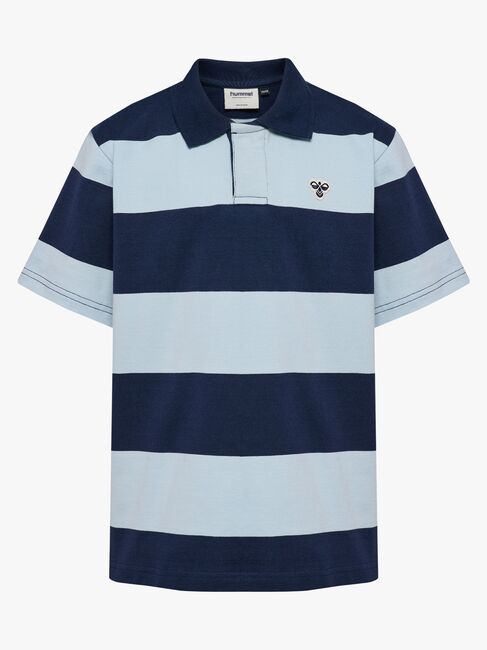 Hummel JR Loose Striped Polohemd, Dress Blue