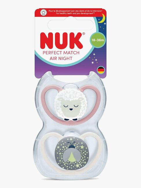 NUK Perfect Match Air Night Schnuller 2er-Pack Größe 3, Sheep