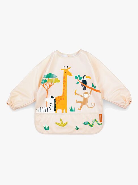 Miniland Langärmliges Lätzchen mit Tasche, Jungle