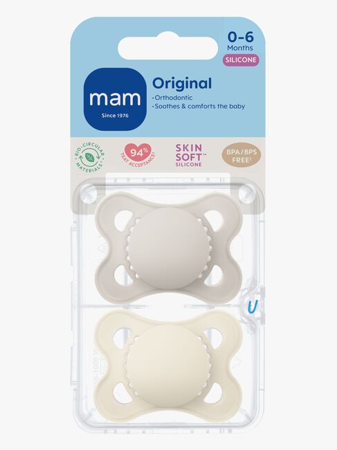 MAM Orginal Schnuller Silikon 2er-Pack 0-6m, Neutral