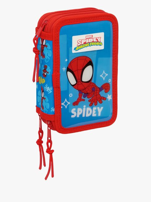 Spidey And His Amazing Friends Gefülltes Dreifach-Federmäppchen 37 Teile, Blau