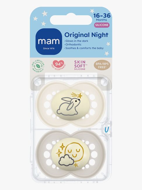 MAM Orginal Night Schnuller Silikon 2er-Pack 16-36m, Neutral