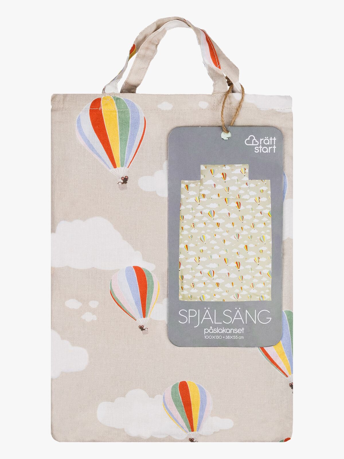 Rätt Start Bettwäsche Babybett 100x130 Luftballon 3-teilig, Greige