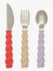 OYOY Mellow Besteck 3er-Pack, Lavender/Vanilla/Cherry Red