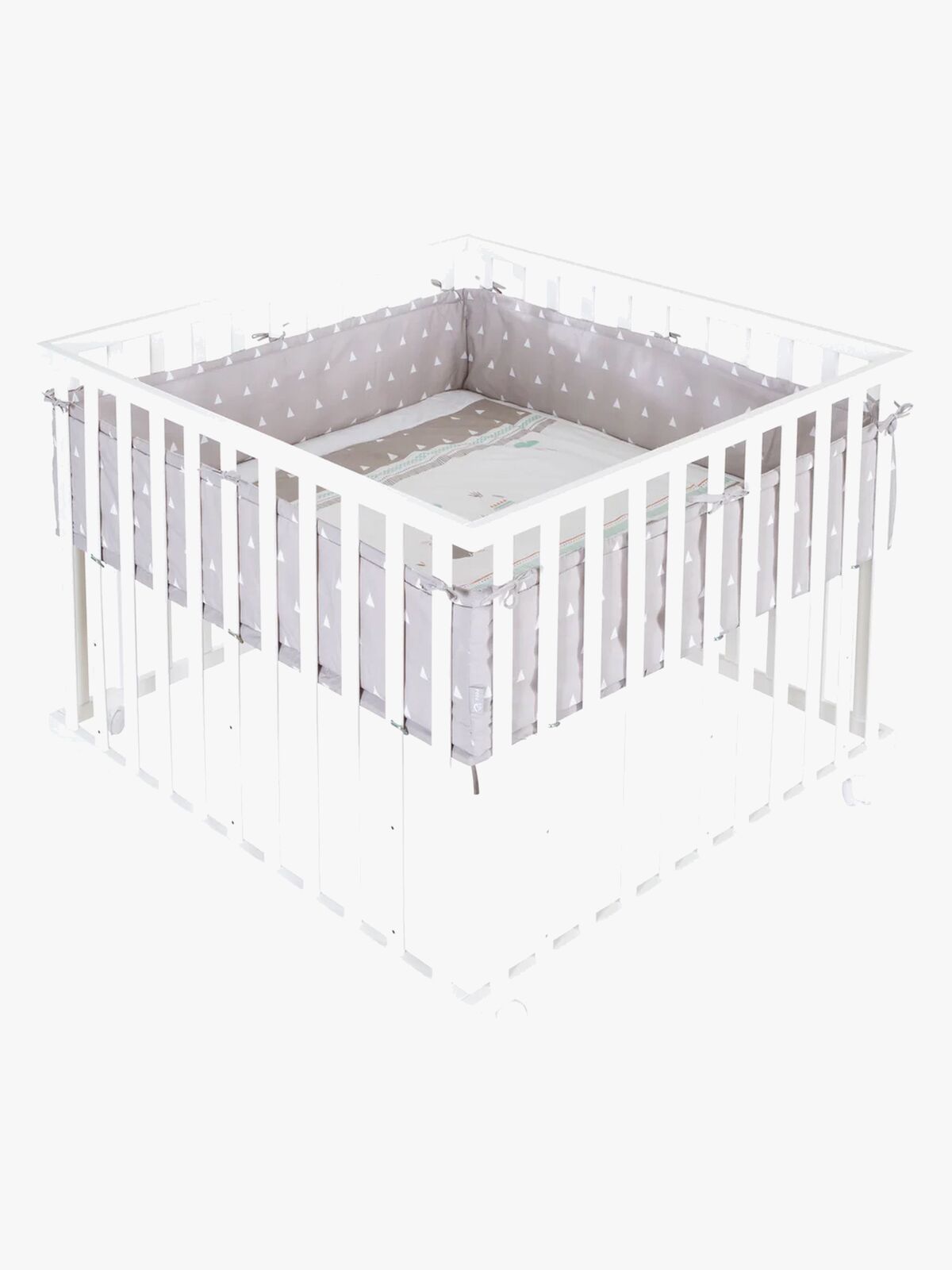 Roba Laufgitter mit Rädern & Bettbegrenzung, Indian Bears White