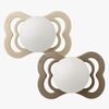 BIBS Supreme Schnuller 2er-Pack Silikon Gr. 1 Symmetrisch, Vanilla Glow/Dark Oak Glow