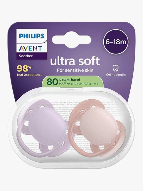 Philips Avent Ultra Soft Schnuller 6–18m 2er-Pack, Lila/Pink