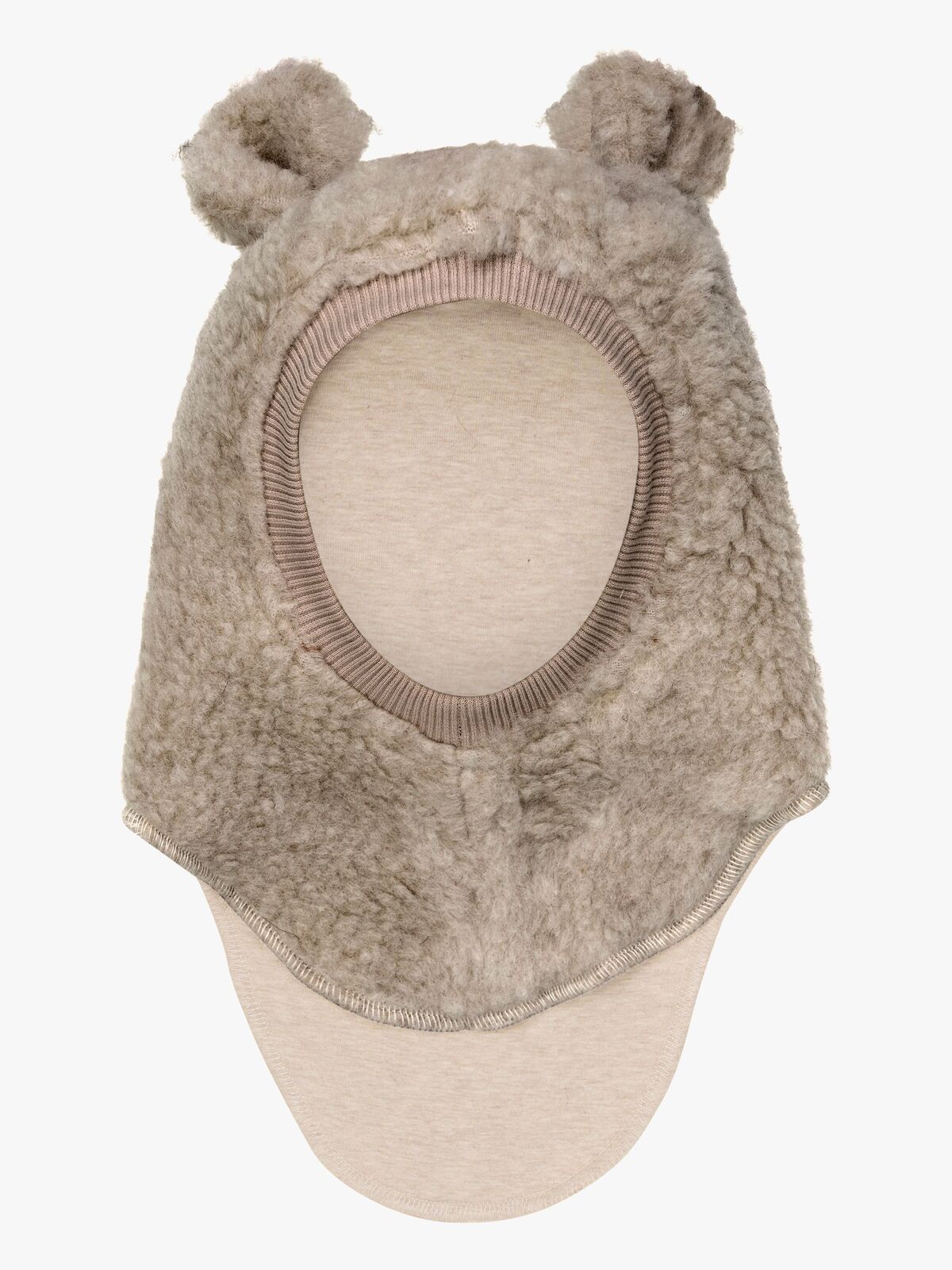 Huttelihut Teddy-Schlupfmütze mit Ohren Merinowolle, Camel Melange