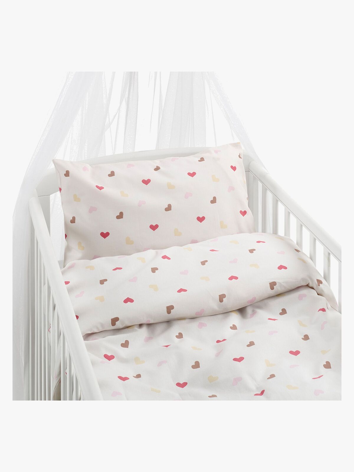Borganäs Bettwäsche Babybett Hjärtrud 2-teilig 100x130 cm, Beige
