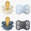 BIBS Supreme Schnuller 4er-Pack Latex Gr. 1, Ivory/Baby Blue/Petrol/Iron