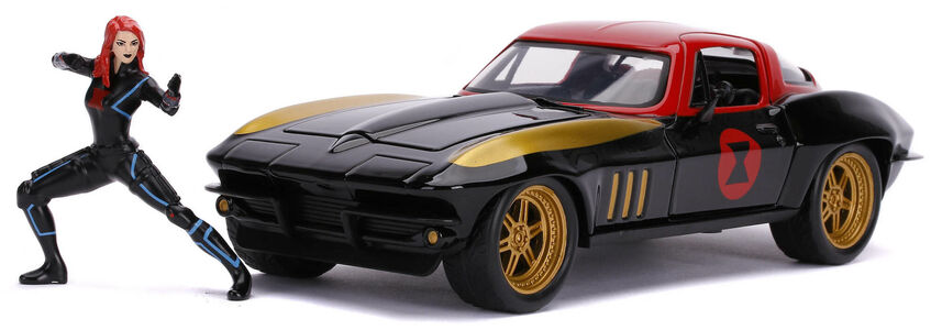 Jada Toys Marvel Auto mit Figur Black Widow & 1966 Chevy Corvette 1:24