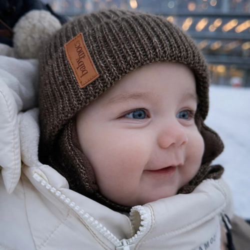 BabyMocs Mütze mit Ohrenklappen, Greige
