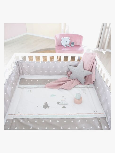 Roba Laufgitter mit Rädern & Bettbegrenzung, Indian Bears White