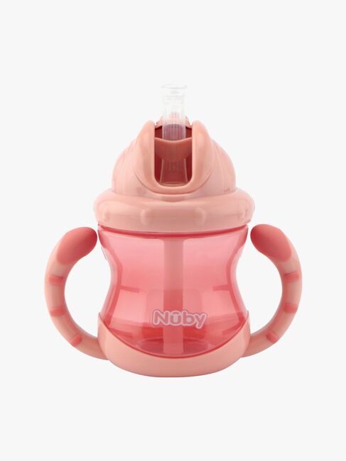 Nuby Twin Handle Flip It Becher 240 ml +12 m, Rosa