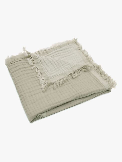 Jollein Musselintuch Fringe, Olive Green/Ivory