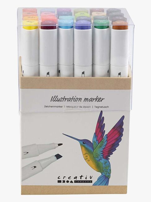 Creativ Company Alkoholbasierte Illustrationsmarker Bunt, 24 Stück