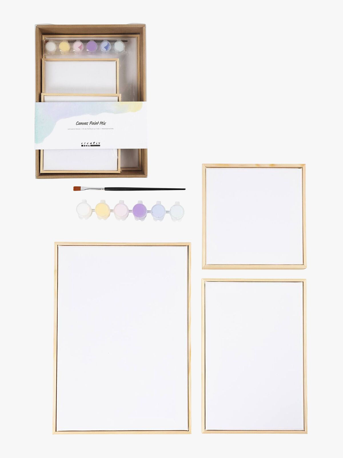 Creativ Company Leinwände 3er-Pack, Pastellfarben