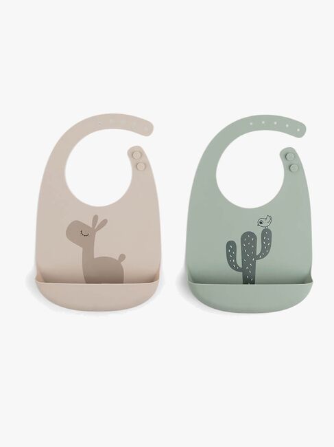 Done By Deer Elphee Lätzchen 2er-Pack, Sand/Green