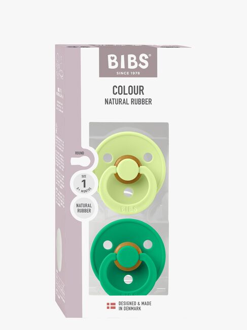 BIBS Colour Schnuller 2er-Pack Latex Größe 1 Rund, Matcha/Cactus