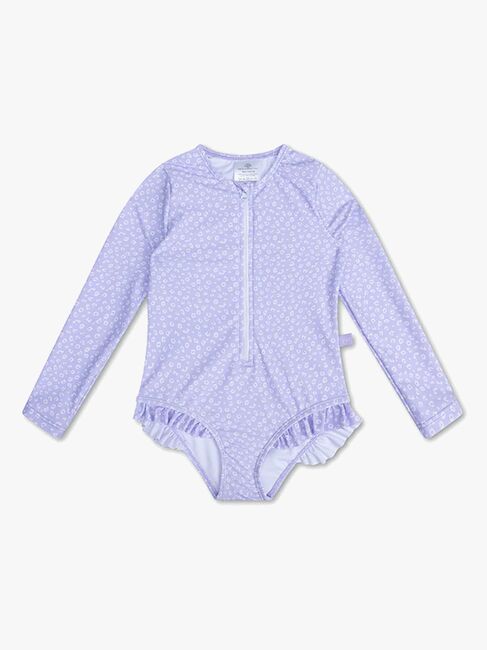 Swim Essentials Langärmliger UV-Schutzanzug, Lila Leopard