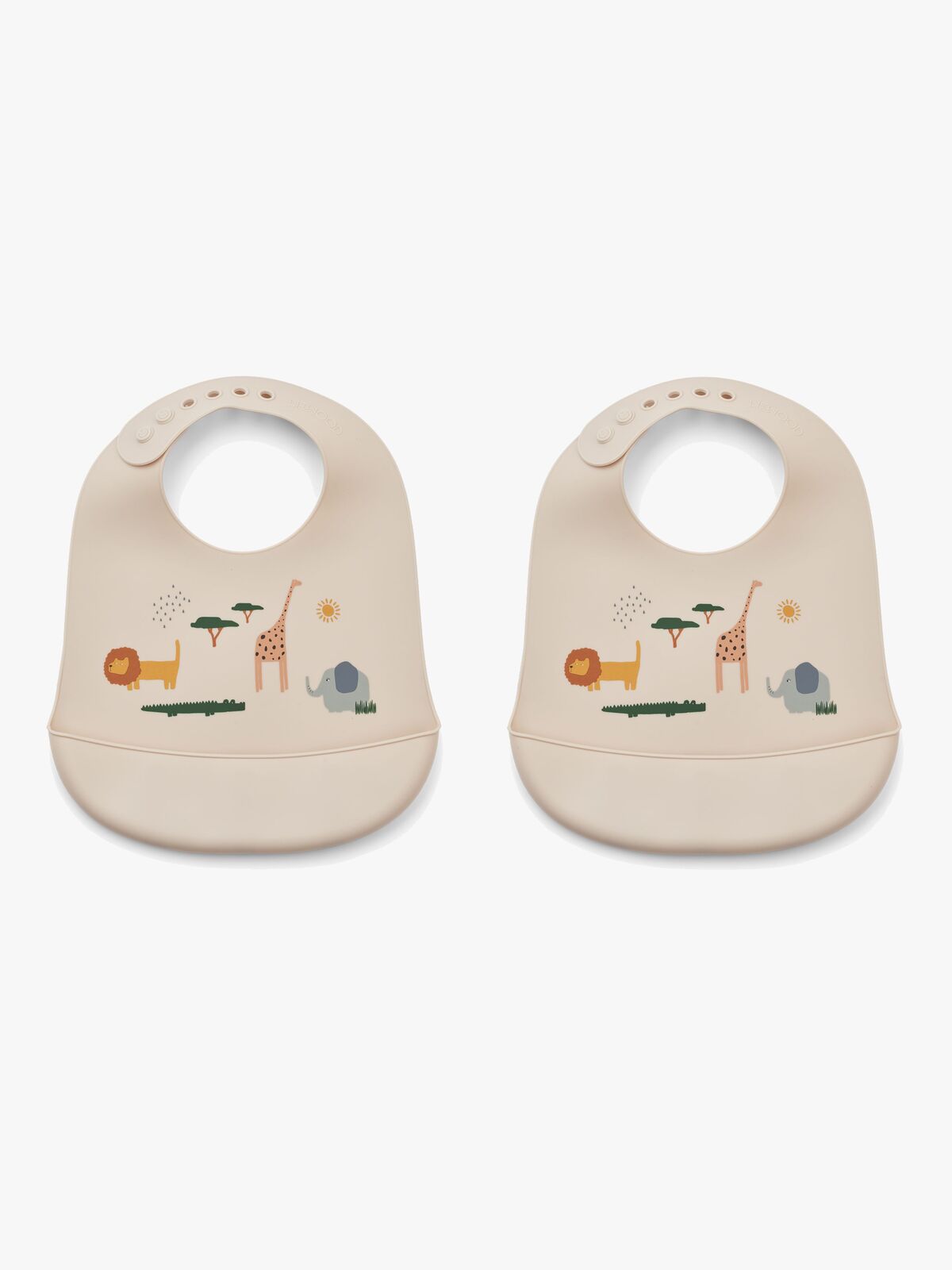 LIEWOOD Tilda Lätzchen mit Print Silikon 2er-Pack, Safari/Sandy