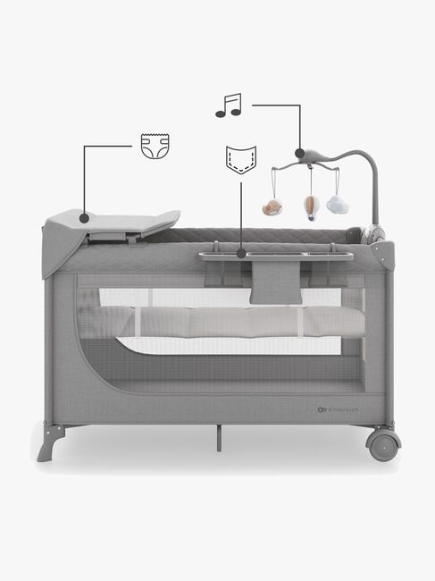 Kinderkraft LEODY UP Reisebett mit Zubehör, Grey