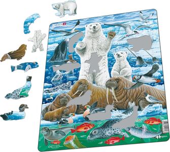 Larsen Eisbären und Walrosse im arktischen Eis Rahmenpuzzle 46 Teile