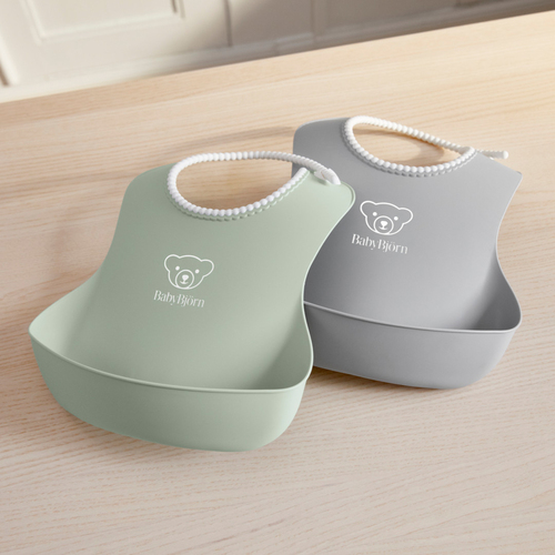 BabyBjörn Lätzchen 2er-Pack, Grau/Hellgrün