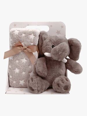 CarloBaby Fleecedecke und Kuscheltier Elefant, Braun