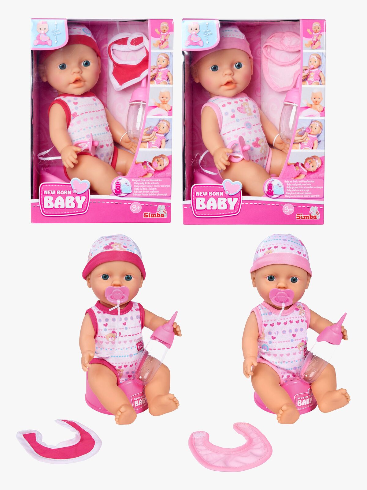 New Born Baby Puppe Trinken+Nässen 30 cm Gemischte Auswahl