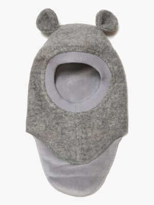 Huttelihut Schlupfmütze Merinowolle mit Ohren, Medium Grey Melange
