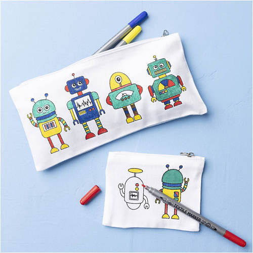 Creativ Company DIY Kreativset Textilmalen Roboter