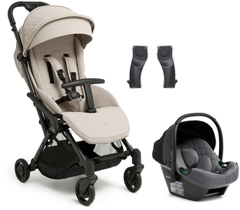Beemoo Easy Fly Lux 4 Buggy inkl. Route i-Size Babyschale, Sand Beige/Mineral Grey