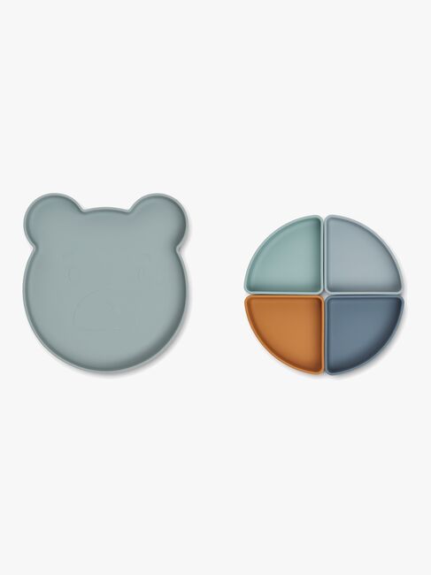 LIEWOOD Arne Geteilter Teller Silikon, Mr Bear Blue Fog Multi Mix