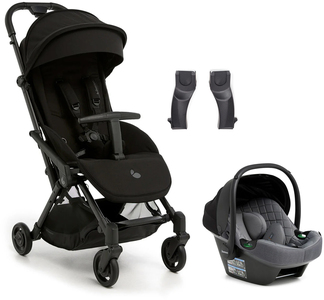 Beemoo Easy Fly Lux 4 Buggy inkl. Route i-Size Babyschale, Jet Black/Mineral Grey