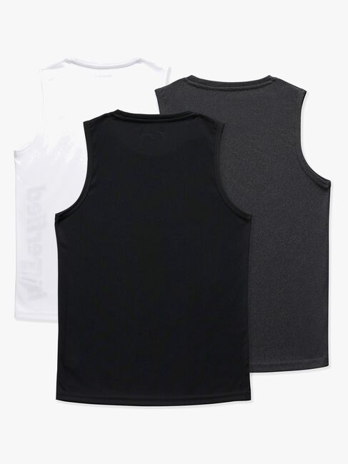 Hyperfied Bounce Tanktop 3er Pack, Black/Grey Melange/White