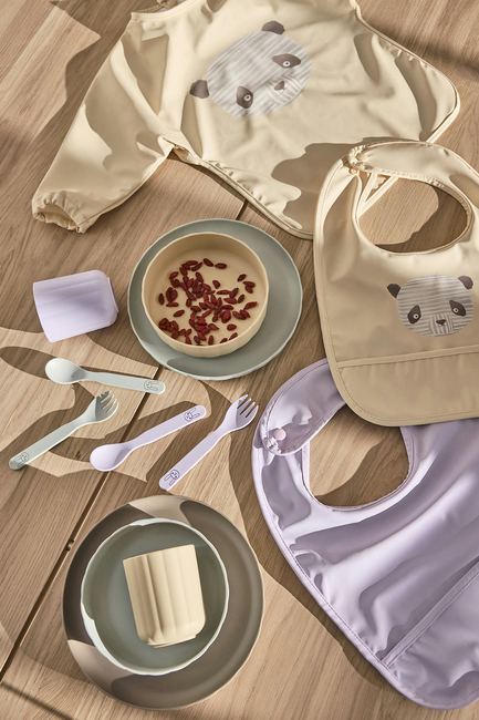 OYOY Lun Lun Panda Langärmliges Lätzchen, Butter